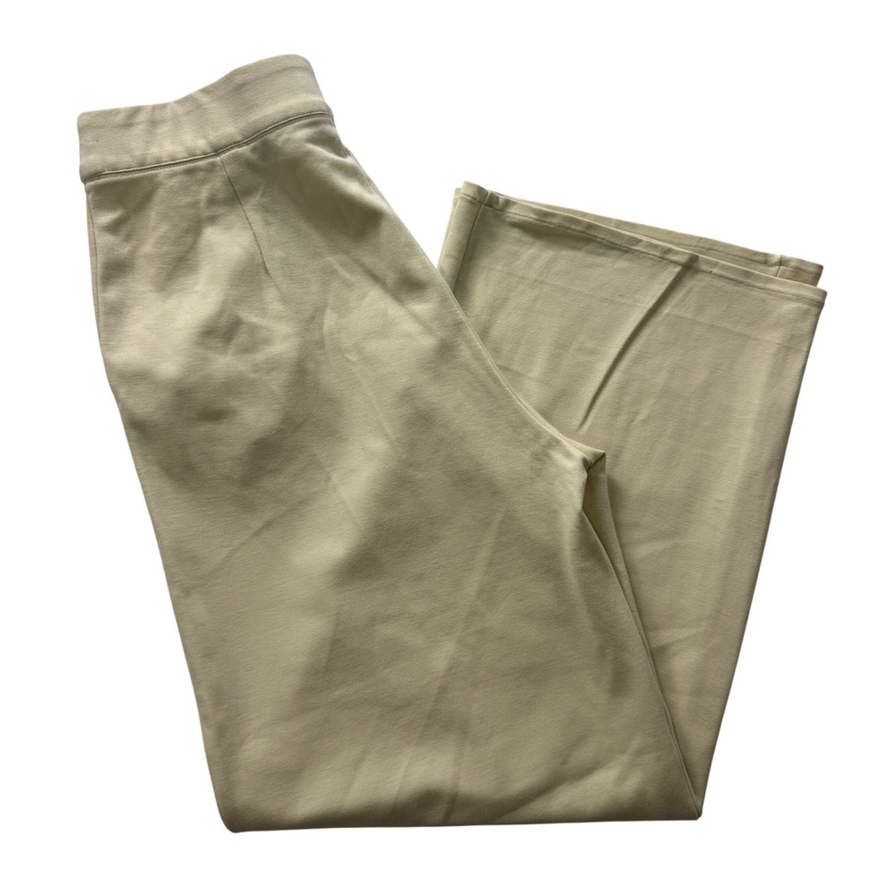 Max Studio London Womens S Cream Beige Wide Leg Pleated Pull On‎ Pants High Rise